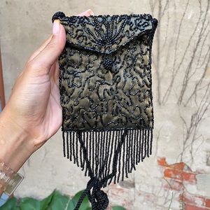 Vintage beaded fringe crossbody mini bag